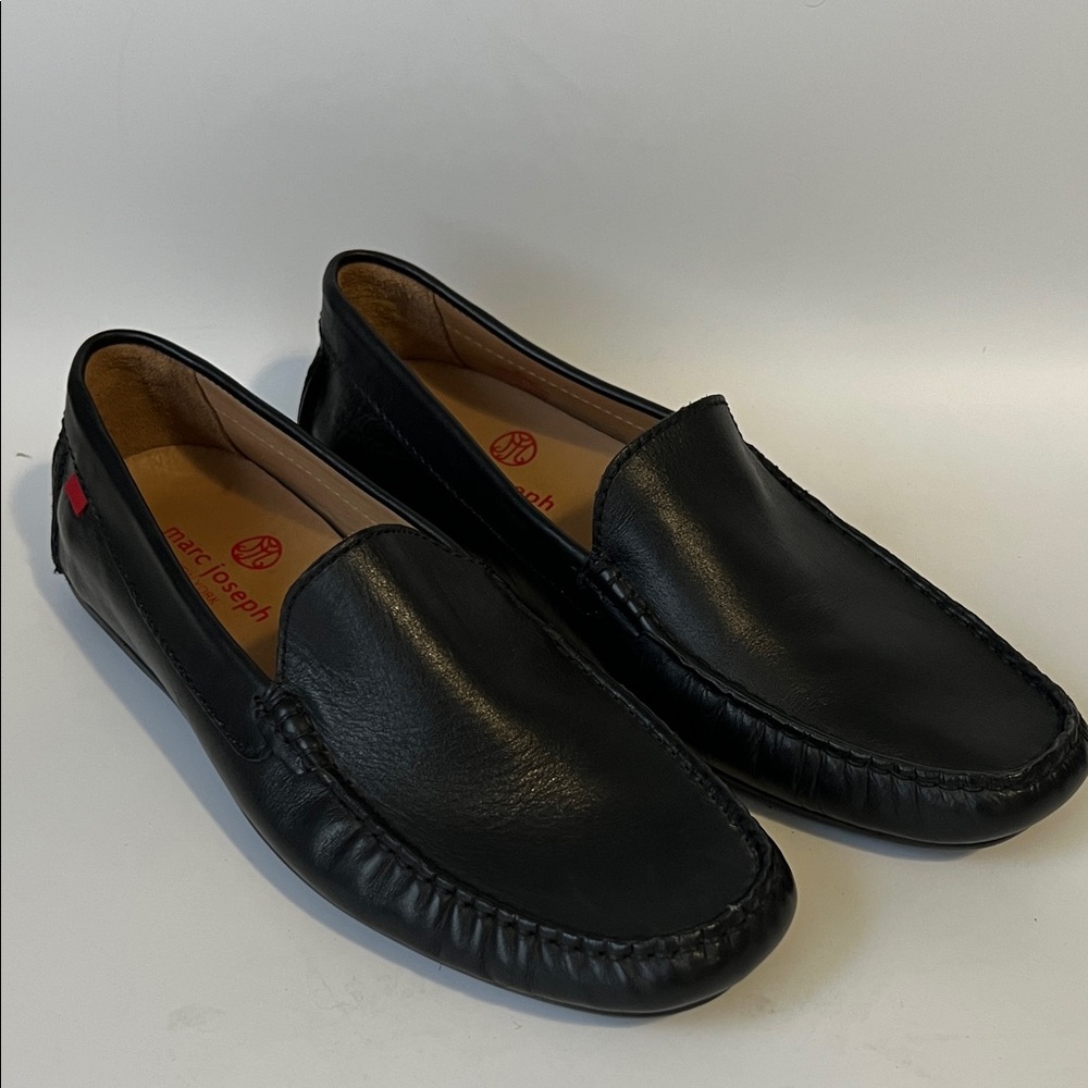 Marc Joseph Broadway Driving Loafers Black Leather Round Toe Shoes Sz 9